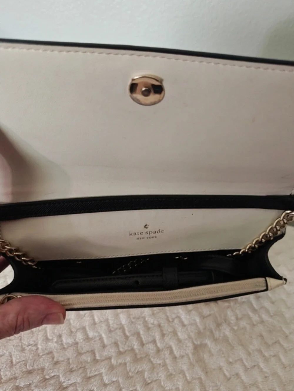 Kate spade Two-Tone Taupe & Cream Chain Crossbody Bag GUC